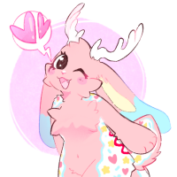 pink sweets-themed anthro bunny with antlers