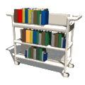 gif of library cart full of books