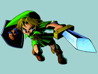 official art of Link slashing toward the camera