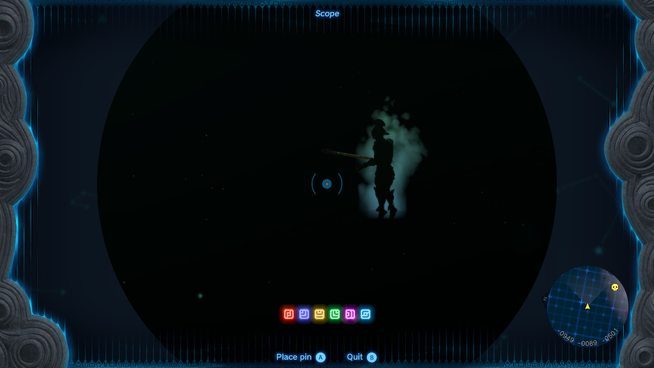 Screenshot taken while using the scope feature, showing a floating, ghostly knight figure 