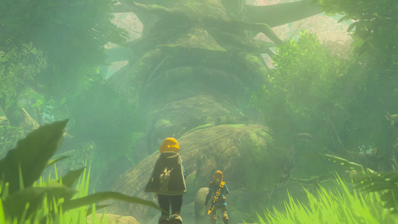 Link and Zelda approach the Great Deku Tree