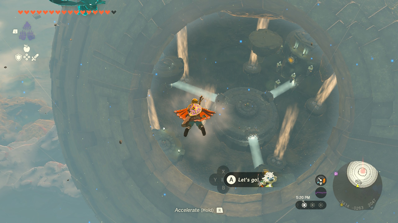 Link skydiving into a sort of Deathstar-like sphere